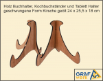Kirsche geölt Buchständer und Tablett Halter - geschwungene Form 24 x 25,5 x 18 cm